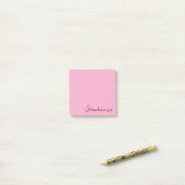 Personalisiert Pink Script Post it Sticky Notes Post-it Klebezettel (Auf Schreibtisch)