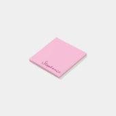Personalisiert Pink Script Post it Sticky Notes Post-it Klebezettel (angewinkelt)