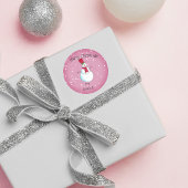 Personalisiert Pink Snowman Weihnachten Runder Aufkleber