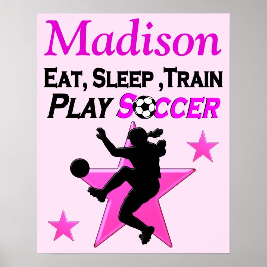 PERSONALISIERT PINK SOCCER PLAYER POSTER (Vorne)