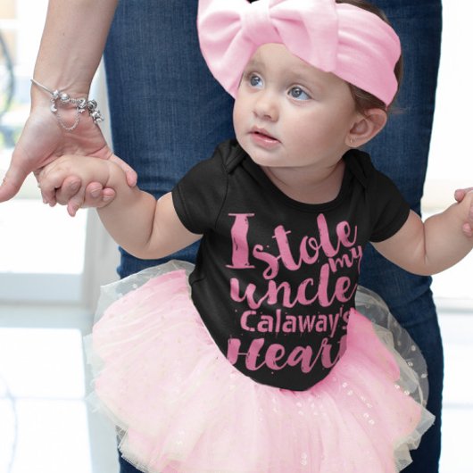 Personalisiert Pink Stole Meine Onkeln Herz Baby Strampler