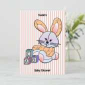 Personalisiert Pink Strip Kinderzimmer Kunst - Hüb Einladung (Stehend Vorderseite)