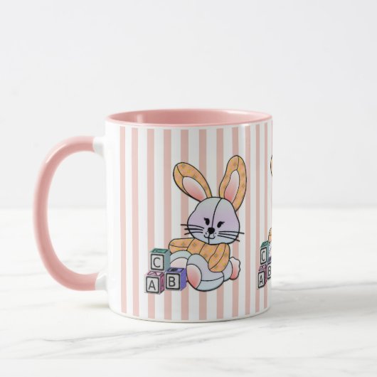 Personalisiert Pink Strip Kinderzimmer Kunst - Hüb Tasse (Links)