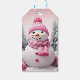 Personalisiert Pink Theme Weihnachtsschneemann Geschenkanhänger
