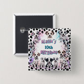 Personalisiert Pink Türkis Dalmatiner Hunde Button (Vorne & Hinten)