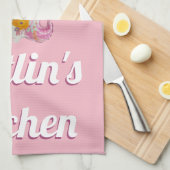 Personalisiert Pink Unicorn Balloon Girly Geschirrtuch (Viertel Falte)