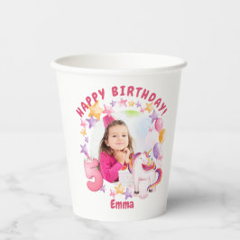 Personalisiert Pink Unicorn Girl 5. Geburtstag Pappbecher