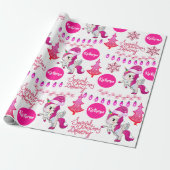 Personalisiert Pink Unicorns Weihnachten Geschenkpapier (Ungerollt)