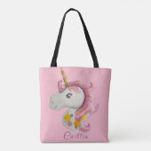 Personalisiert Pink Unicoron Ballon Tote Tasche (Rückseite)