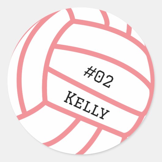 Personalisiert Pink Volleyball Stickers (Vorderseite)