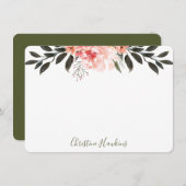 Personalisiert Pink Wasserfarbe Moderne Vegetation Mitteilungskarte (Vorne/Hinten)