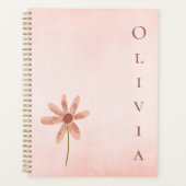 Personalisiert Pink Watercolor Blume Planer (Vorderseite)