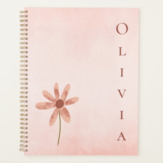 Personalisiert Pink Watercolor Blume Planer (Vorderseite)