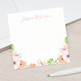Personalisiert Pink Watercolor Floral Boho Post-it Klebezettel