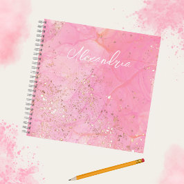 Personalisiert Pink Watercolor Glitterie Moderne Notizblock