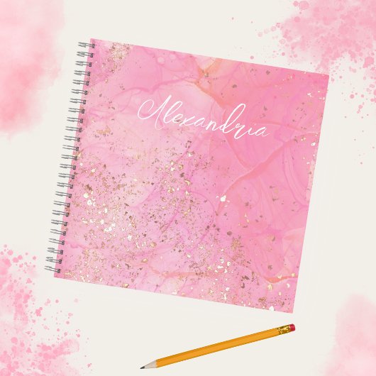 Personalisiert Pink Watercolor Glitterie Moderne Notizblock