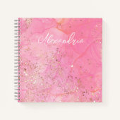 Personalisiert Pink Watercolor Glitterie Moderne Notizblock (Vorderseite)