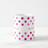 Personalisiert Pink Watercolor Polka Dots Kaffeetasse (Mittel)