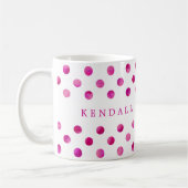 Personalisiert Pink Watercolor Polka Dots Kaffeetasse (Links)