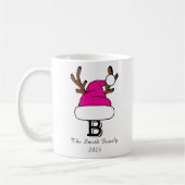 Personalisiert Pink Weihnachtsmannmütze Monogram W Kaffeetasse (Links)