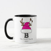 Personalisiert Pink Weihnachtsmannmütze Monogram W Tasse (Links)