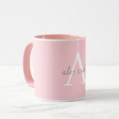 Personalisiert Pink-weiße Monogramm mit Ihrem Name Tasse (Vorderseite Links)