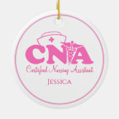 Personalisiert Pink White CNA Weihnachten Keramik Ornament (Hinten)