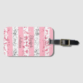 Personalisiert Pink White Gray Silver Glitzer Gepäckanhänger (Vorderseite (Horizontal))