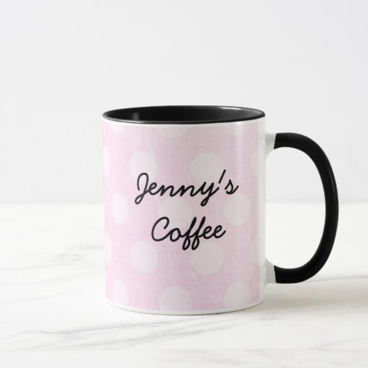 Personalisiert Pink White Polka Dotte Kaffee Tasse (Rechts)