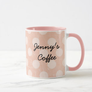 Personalisiert Pink White Polka Dotte Kaffee Tasse