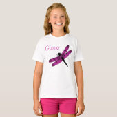 Personalisiert Pink Winged Dragonfly T-Shirt (Vorne ganz)