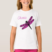 Personalisiert Pink Winged Dragonfly T-Shirt (Vorderseite)