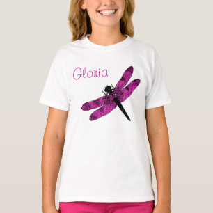 Personalisiert Pink Winged Dragonfly T-Shirt