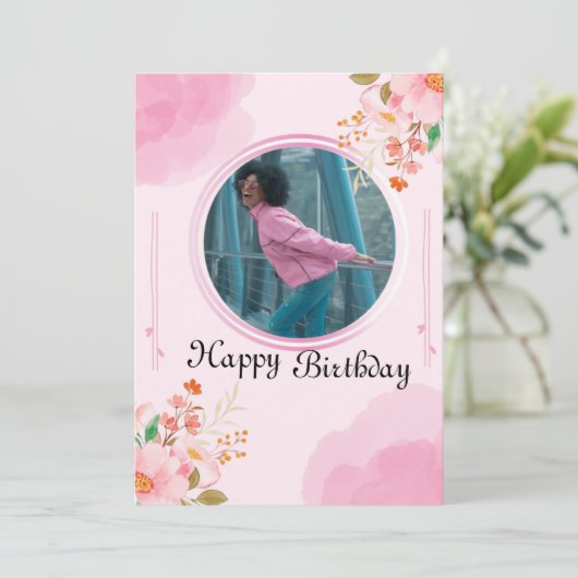 Personalisiert Pink zum Geburtstag Einladung (Stehend Vorderseite)