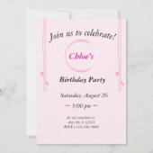 Personalisiert Pink zum Geburtstag Einladung (Rückseite)