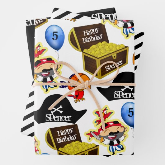 Personalisiert Pirate Birthday Geschenkpapier Set (Beispiel)