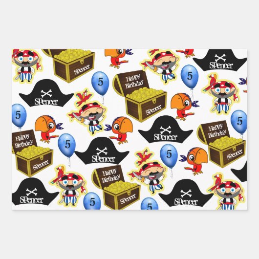 Personalisiert Pirate Birthday Geschenkpapier Set (Vorderseite)