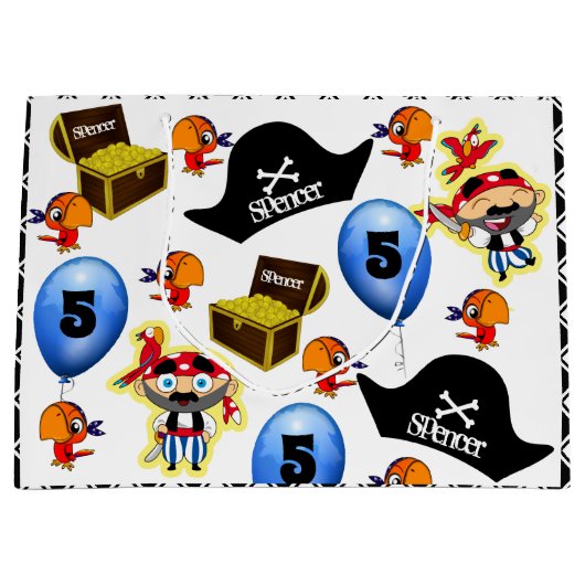 Personalisiert Pirate Birthday Große Geschenktüte (Vorderseite)