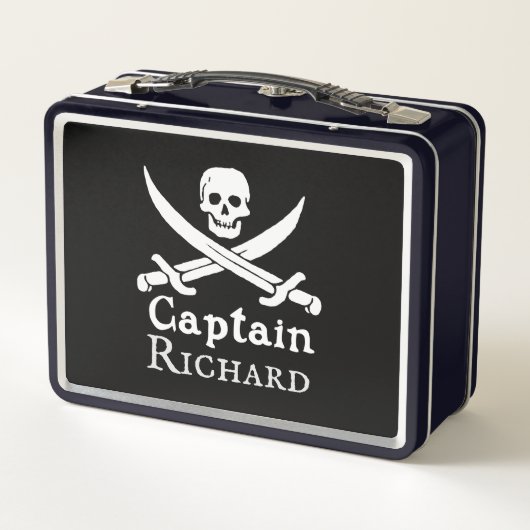 Personalisiert Pirate Captain Metal Lunchbox (Rückseite)