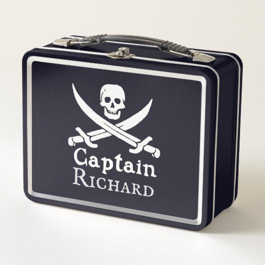 Personalisiert Pirate Captain Metal Lunchbox (Vorderseite)