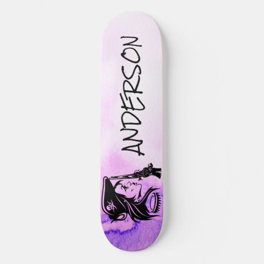 Personalisiert Pirate Lady Lila Skateboard (Vorderseite)
