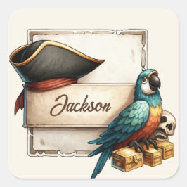 Personalisiert Pirate Parrot Sticker - Individuell