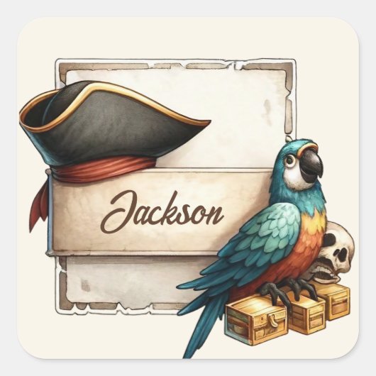 Personalisiert Pirate Parrot Sticker - Individuell (Vorderseite)