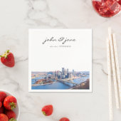 Personalisiert Pittsburgh Skyline Cocktail Napkin Serviette (Beispiel)