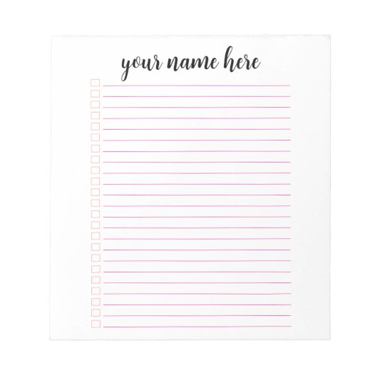 Personalisiert, Planen-Editor anzuzeigen Notizblock (Vorderseite)