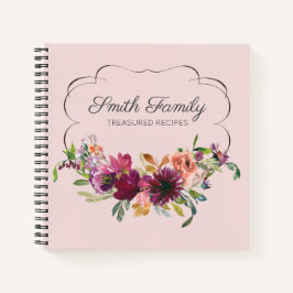 Personalisiert Plum Lila Blush Pink Blumenrezeptur Notizblock