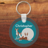 Personalisiert Podenco Hunde Blau Minimalistisch Schlüsselanhänger (Vorderseite)