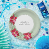 Personalisiert Poinsettia Wasserfarbe Handgestrich Pappteller (Party)