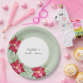 Personalisiert Poinsettia Wasserfarbe Handgestrich Pappteller (Party)