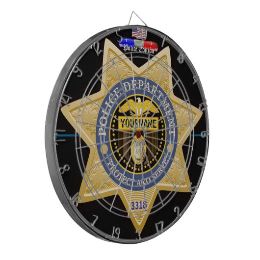 Personalisiert Police Edition Dart Board Dartscheibe (Vorderseite Links)